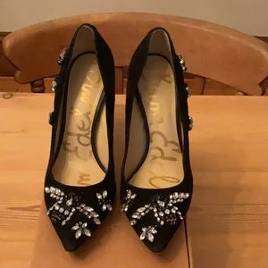 Sam Edelman Black Velvet Crystal Pumps 6.5
